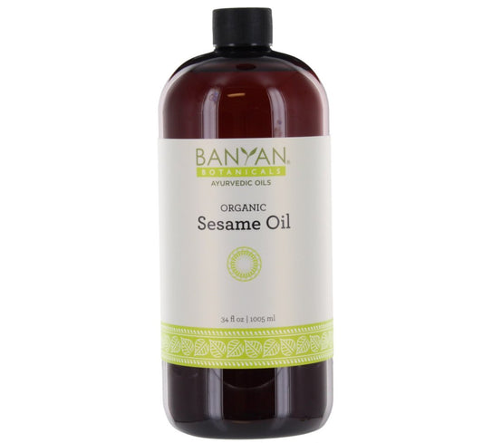 Banyan Botanicals Sesame Oil – Organic & Unrefined Ayurvedic Oil for Skin, Hair, Oil Pulling & More – Multiple Sizes – 34oz. – Non GMO Sustainably Sourced Vegan-FemmiqueWomen