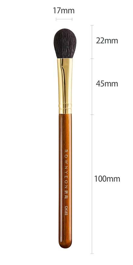 Desert Oak Series Highlighter & Setting Brush - Grade-A Fine LambsGoat Hair for Airbrushed Finish, Multi-Use for Cheeks/Nose/Under-Eyes, Ebana Handle & Brass Ferrule (CM 165)-FemmiqueWomen
