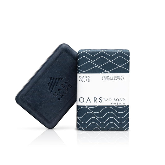 Oars + Alps Blue Charcoal Exfoliating Bar Soap for Men, Deep Cleaning & Exfoliating Soap, Dermatologist Tested & Made with Natural Clean Ingredients, All Skin Types, Travel Size, 1pk, 6oz-FemmiqueWomen