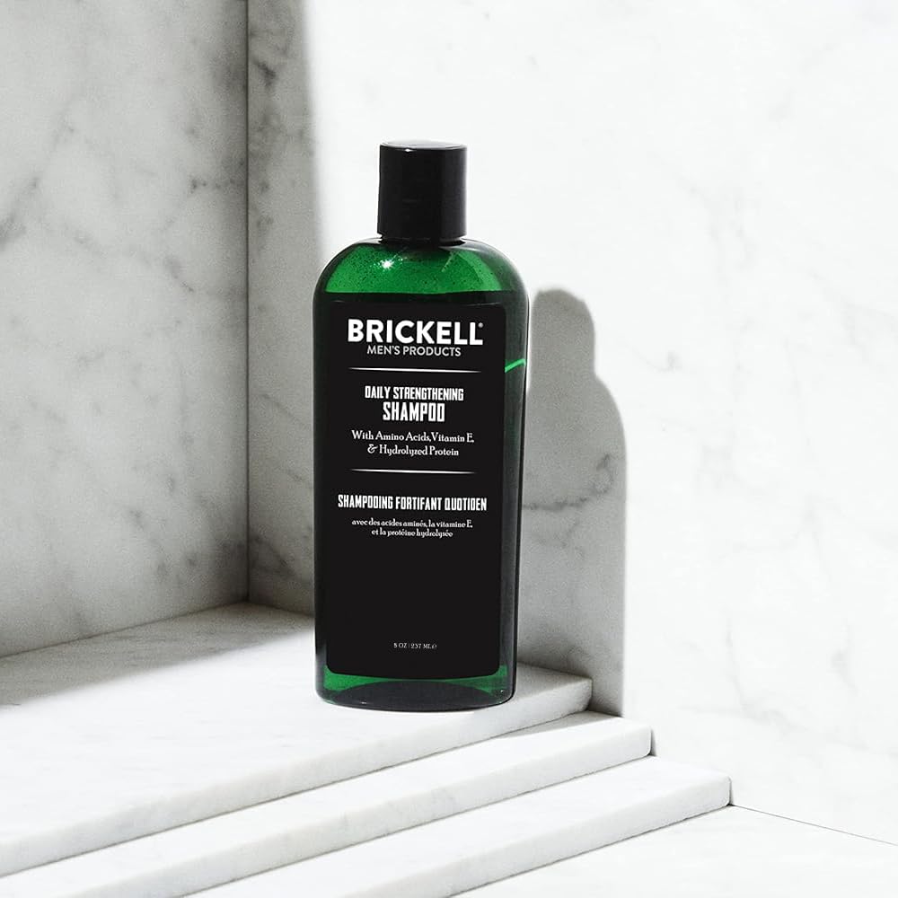 Brickell Men's Products Daily Strengthening Shampoo for Men, Natural and Organic Featuring Mint and Tea Tree Oil To Soothe Dry and Itchy Scalp, Sulfate Free and Paraben Free, 8 Ounce, Scented-FemmiqueWomen
