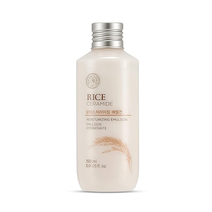 The Face Shop Rice Ceramide Moisturizing Emulsion - Rice Extract - Lightweight Face Moisturizer - Brightening - Hydrating Targets Dryness - Strengthens Skin Barrier - Face Lotion - Korean Skin Care-FemmiqueWomen