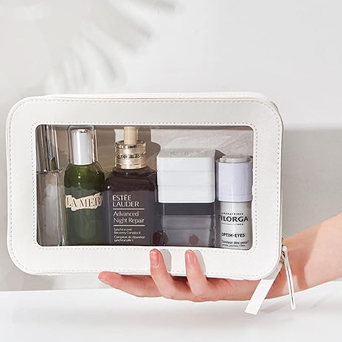 Clear Makeup Bag Small, TSA Approved Portable Toiletry Bag with Zipper Cosmetic Travel Bag Makeup Organizer Case Mini Makeup Pouch for Purse Car Organizer Bag for Women Men-FemmiqueWomen