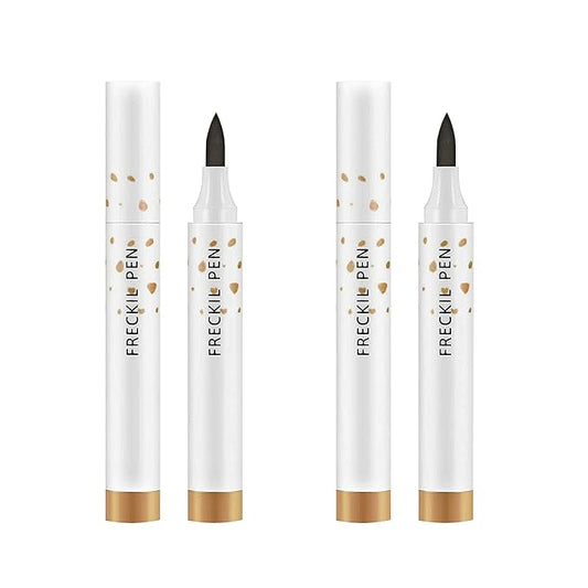 2 Pcs Freckle Pen Set, Natural Lifelike Fake Freckles Makeup Pen Magic Brown Color Freckles Makeup Tool Long-Lasting Waterproof Dot Spot Pen for Effortless Sunkissed Makeup (Light Brown)-FemmiqueWomen
