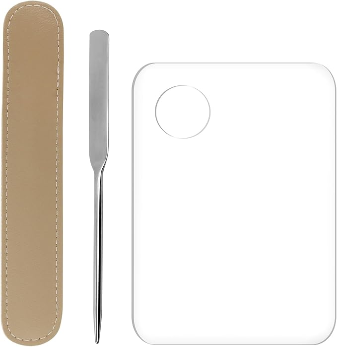 1set Plastic Makeup Mixing Palette and Spatula Cosmetic Palette Foundation Palette For Nail Art Eye Shadow Lipsticks Mixing Makeup Tools Makeup Applicator Kit (3.94x5.83inch)-FemmiqueWomen