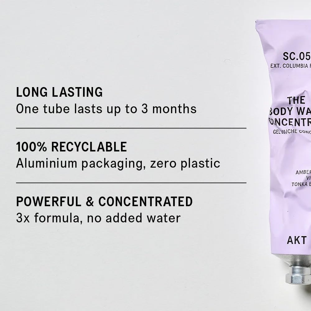 Akt The Body Wash Concentrate 3.4 Fl Oz, Natural Shower Gel with Skin-Balancing Prebiotics, Body Wash Women & Men, with Olive Squalane & Vitamin E, Sc.05 Columbia Road, All Genders-FemmiqueWomen