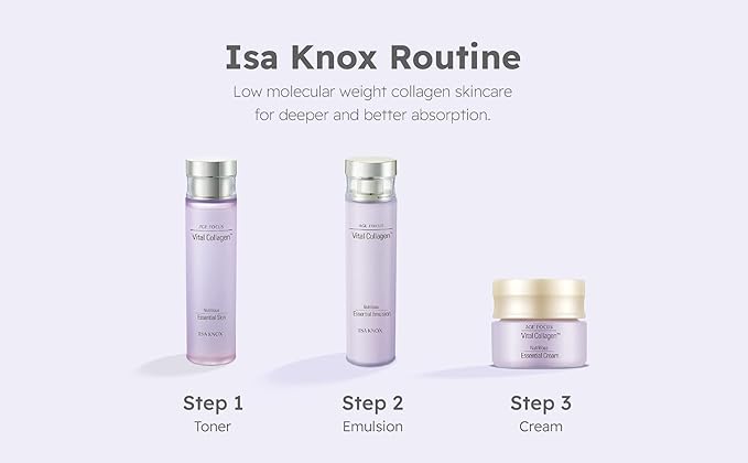 ISA KNOX AGE FOCUS VITAL COLLAGEN SKINCARE GIFT SET - Korean Luxury Premium High-end Skin Toner, Emulsion Lotion, Cream, Hydrolyzed Collagen, Vitamin B12, E, C, (370ml / 12.51 Fl Oz)-FemmiqueWomen
