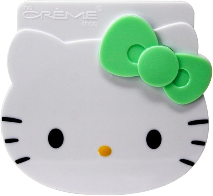 The Crème Shop x Hello Kitty Matcha Blotting Papers + Reusable Compact Mirror - Hello Kitty Collaboration for Oil Control and On-the-Go Touch-ups (Matcha Color Ribbon)-FemmiqueWomen