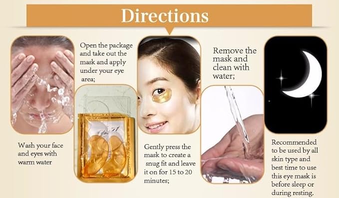 24K Gold Eye Patches (12 Pairs) Collagen, Anti-Wrinkle, Anti-Aging, Beauty & Personal Care, Dark Circles & Puffiness-FemmiqueWomen