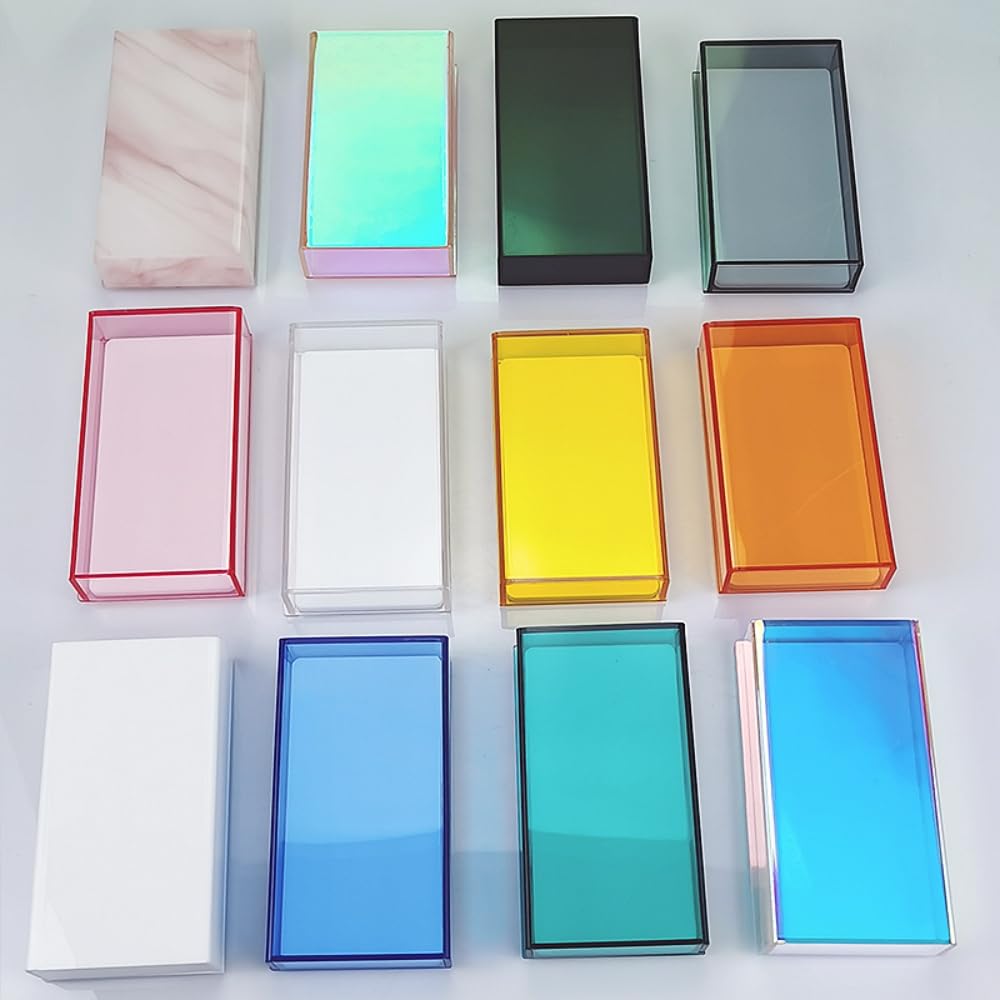 Grafting False Eyelash Acrylic Extension Pallet Organizer, Eyelash Extension Glue Tweezers Plate Makeup Palette, Dustproof Storage Box Display Training Tools Salon (Transparent Grey)-FemmiqueWomen