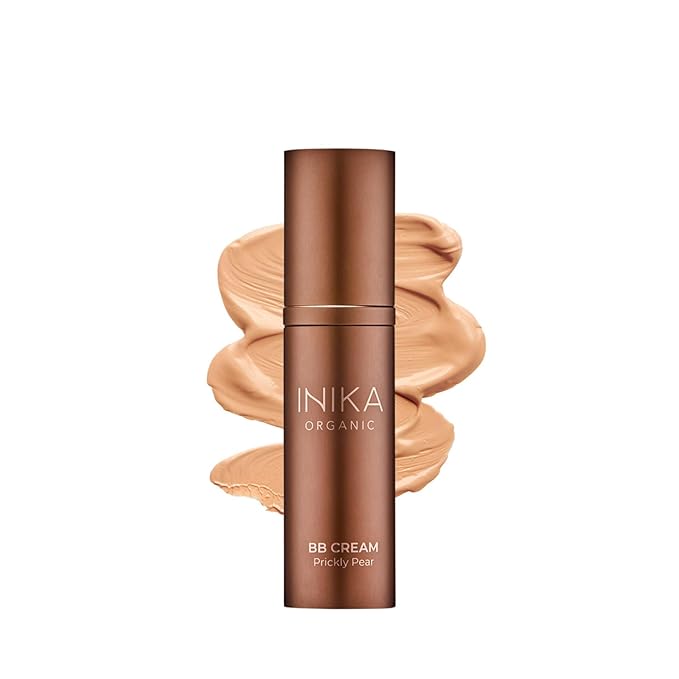 INIKA Organic BB Cream Foundation - Vegan Makeup with Hydrating Prickly Pear, Jojoba, and Pomegranate Seed Oil - Lightweight, Radiant BB Glow for Balanced Skin Tone, Honey 1 fl oz-FemmiqueWomen