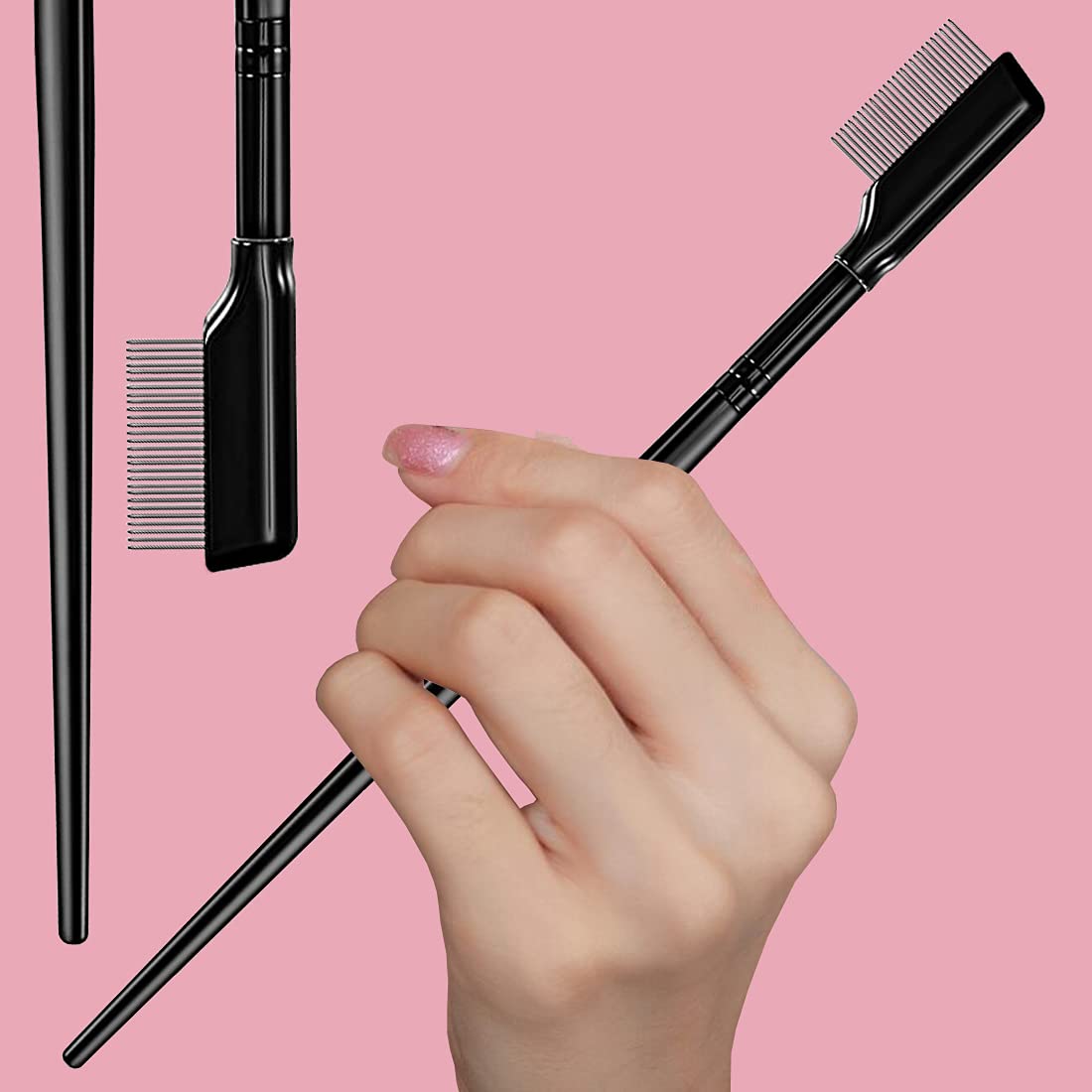 2Pcs Eyelash Separator, Eyelash Comb Lash Brush Separator, Lash Comb Eyelashes Curler Makeup Mascara Applicator, Eye Makeup Brush Tools, Metal Teeth Eyelashes Grooming Tool-FemmiqueWomen