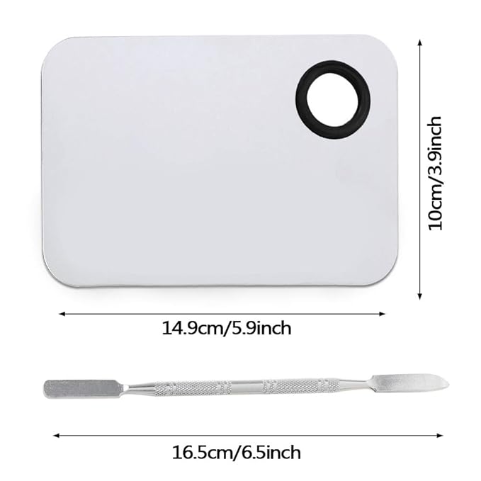 2 Pack Professional Makeup Palette, 2 Types Pro Lady Stainless Steel Cosmetic Artist Spatula with Spatula Tool for Mixing Foundation by ACKLLR, Silver-FemmiqueWomen