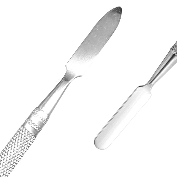 2 Pack Professional Makeup Palette, 2 Types Pro Lady Stainless Steel Cosmetic Artist Spatula with Spatula Tool for Mixing Foundation-FemmiqueWomen