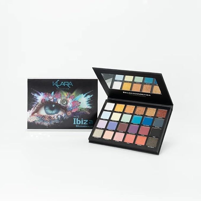 24 Shade Eyeshadow Palette Ibiza glamorous shimmers bold mattes strong pastel tones long lasting full pigment-FemmiqueWomen