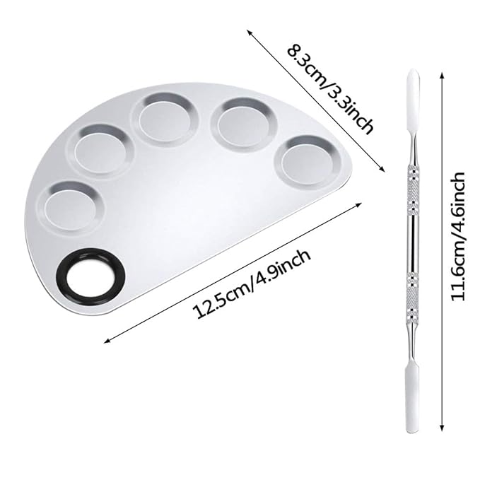 2 Pack Professional Makeup Palette, 2 Types Pro Lady Stainless Steel Cosmetic Artist Spatula with Spatula Tool for Mixing Foundation by ACKLLR, Silver-FemmiqueWomen