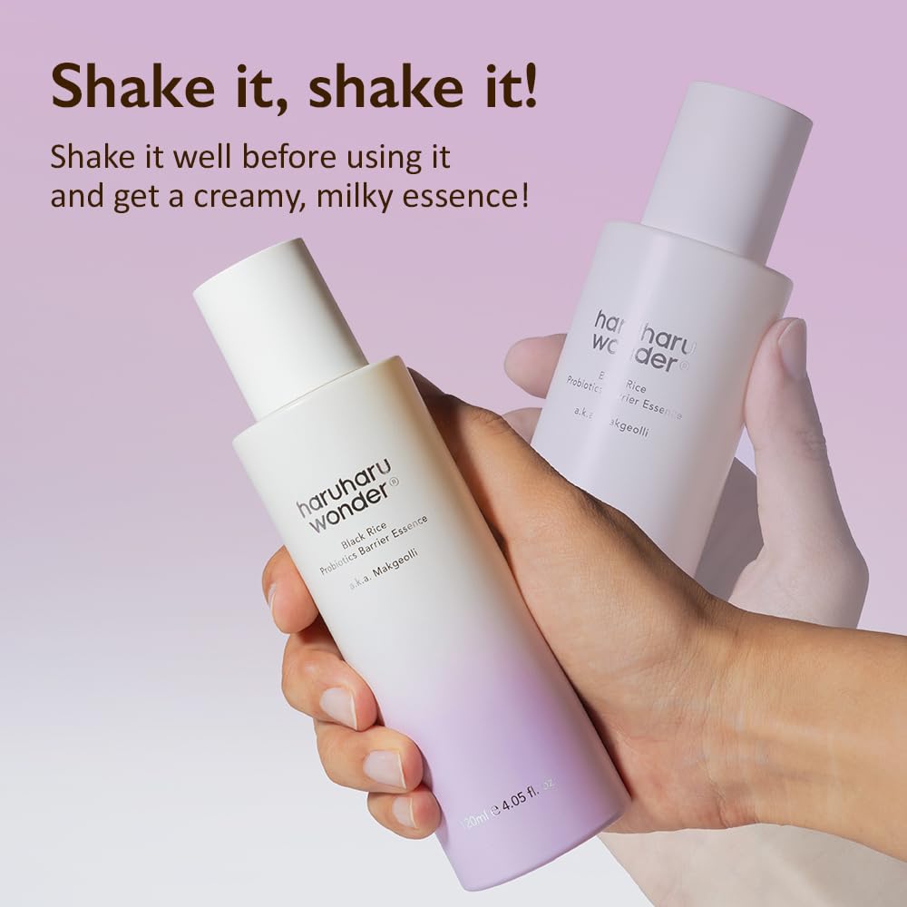 haruharu wonder Black Rice Probiotics Barrier Essence 4.05 fl. oz., Essence Toner to Strengthen Skin Barrier with Ceramides, Fermented Ingredients, Soothing, Moisturizing, Plumping, White-FemmiqueWomen