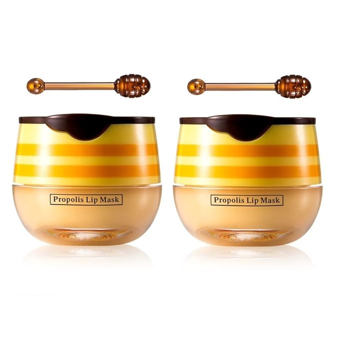 2 Pcs Honey Pot Lip Balm, Moisturizing Restors Moisture Bee Lip Mask for Dry Lips Lip Mask.(Honey)-FemmiqueWomen