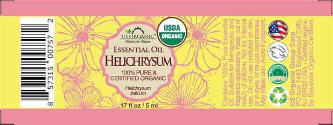 US Organic Helichrysum Essential Oil, USDA Certified Organic, Steam Distilled, Sourced from The Balkan Peninsula, High end Essential Oil (5 ml)-FemmiqueWomen