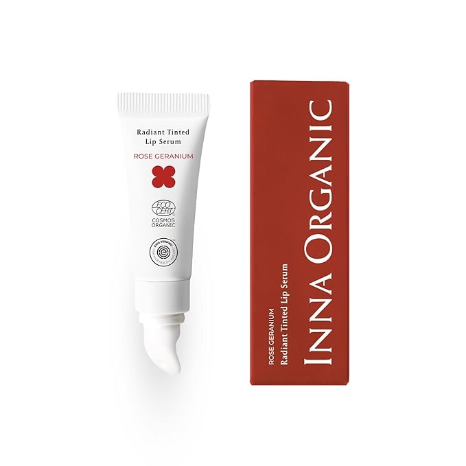 INNA ORGANIC Tinted Lip Serum, Moisturizing, Healing, Light Rosy color, 100% vegan, EWG & COSMOS Certified| Rose Geranium Essential Oils Infused Skincare | Luxury Clean Beauty-FemmiqueWomen