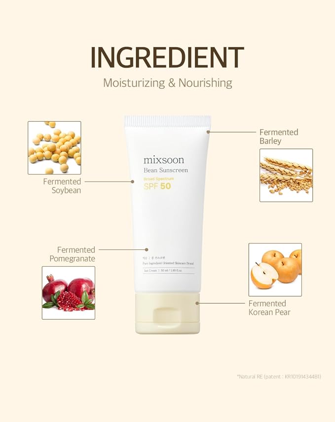 mixsoon Bean Sunscreen 1.69 Fl. Oz. / 50ml SPF 50 Airy Texture Type Lightweight No White Cast For Face Korean Glass Skin Care-FemmiqueWomen