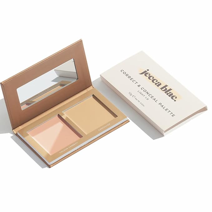 Jecca Blac Correct and Conceal Medium Coverage Palette, Lightweight Long Lasting Formula, Medium To Full Coverage, Gender Neutral and LGBTIQA+ Inclusive Make Up, Light 1.0, 12g-FemmiqueWomen