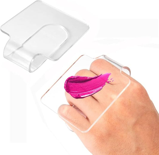 2Pcs Makeup Hand-held Palette Professional Clear Acrylic Makeup Mixing Tray Palette for Foundation Eyeshadow Powders Cosmetics Nail Art Manicure Palette-FemmiqueWomen