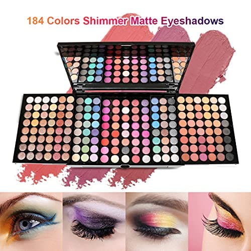 194 Colors Pink Cosmetic Make up Palette Set Kit with Eyeshadow Blusher Eyebrow Powder Face Concealer,All-in-One High Pigment Powder Pallet Kit with Mirror, Applicators-FemmiqueWomen