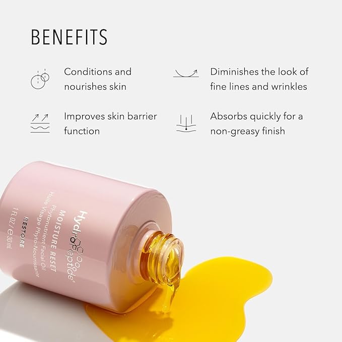 HydroPeptide Moisture Reset, Phytonutrient Facial Oil, Hydrate and Enrich Skin, Improves Skin Barrier Function, 1 Ounce-FemmiqueWomen