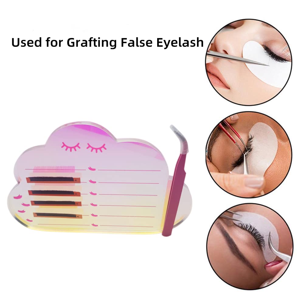 Grafting False Eyelash Acrylic Extension Pallet, Eyelash Extension Tweezers Plate Pad Makeup Palette Individual Training Tools Dazzling (Cloud-shaped C （5.9x3.94in）)-FemmiqueWomen