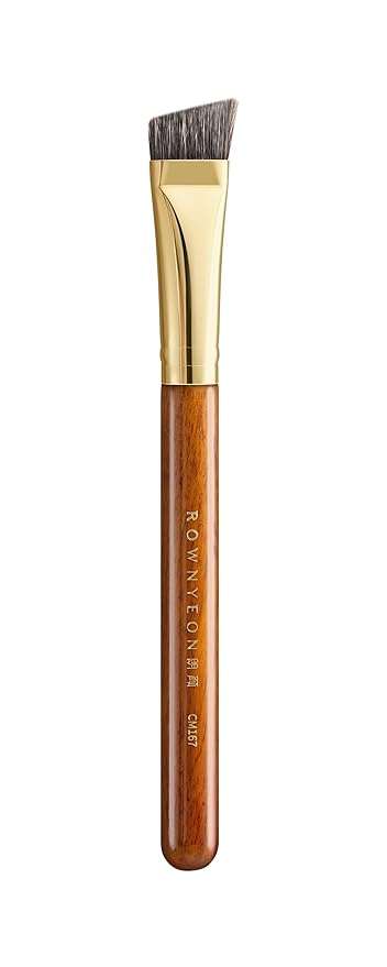 Desert Oak Series Flat Angled Eyebrow Brush - Straight Edge Design for Natural Hair-Like Strokes, 50% Weasel & Goat Hair Blend, Ebana Handle & Brass Ferrule (CM 167)-FemmiqueWomen