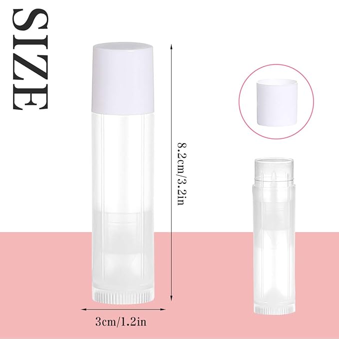 100 Sets Empty Lip Balm Tubes Bulk Round with White Caps for DIY Lipstick homemade, 3/16 Oz (5.5 ml), Clear, BPA Free, 100 Tubes and 100 Caps-FemmiqueWomen
