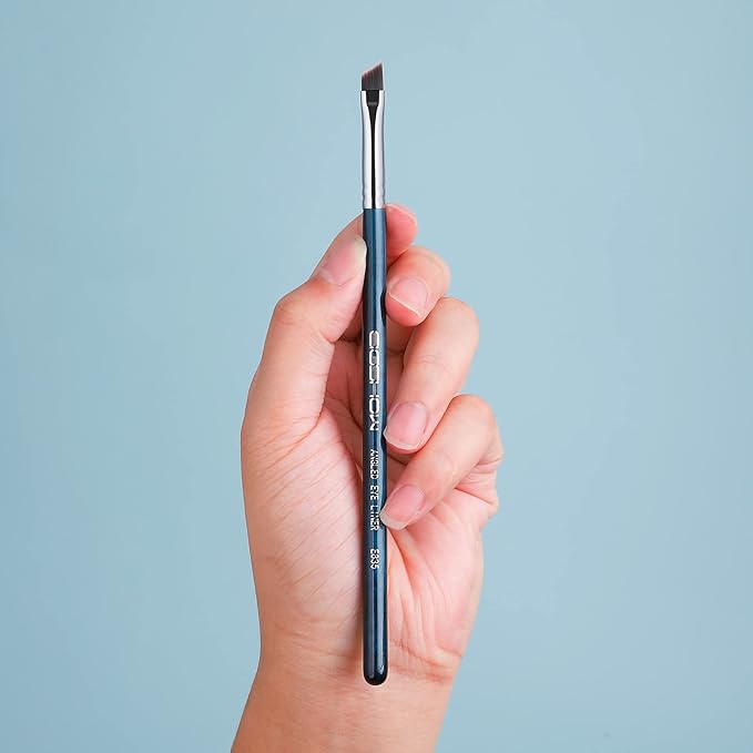 Eyeliner Brush Fine Angled - PRO Precision Gel Eye Liner Makeup Brush -Ultra Thin Slanted Flat Angle - Premium Cruelty Free Synthetic Bristles (E835 Blue)-FemmiqueWomen