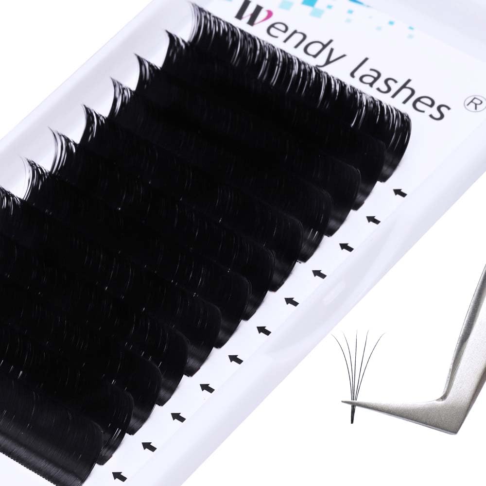 Easy Fan Volume for Lash Artists: Wendy, Handmade Fans for Eyelash Extensions, Self Fanning, Blooming, Black, D Curl, 0.05mm, 15mm, KH126-FemmiqueWomen