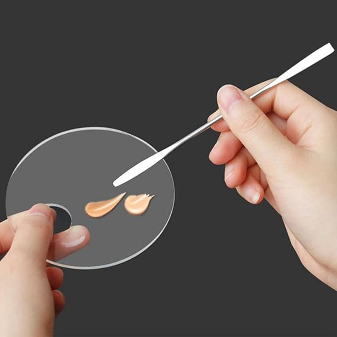 2 Pcs Acrylic Makeup Palette Makeup Mixing Tray with Makeup Spatula for Beauty Salon Color Cream Liquid Foundation Mixing Palette (Round)-FemmiqueWomen