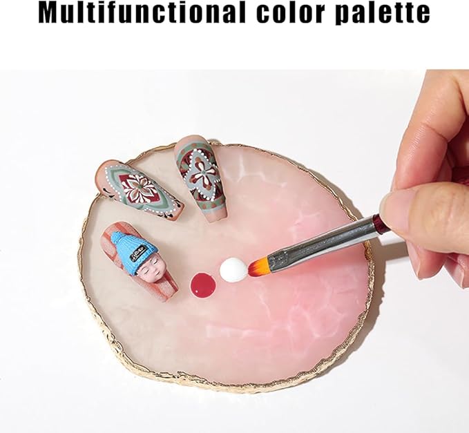 2 Pack Nail Art Palette Makeup Foundation Mixing Palette Holder Golden Edge Professional Cosmetic Nail Art Tools for Women and Girls Nail Polish Liquid Lipstick Concealer-FemmiqueWomen