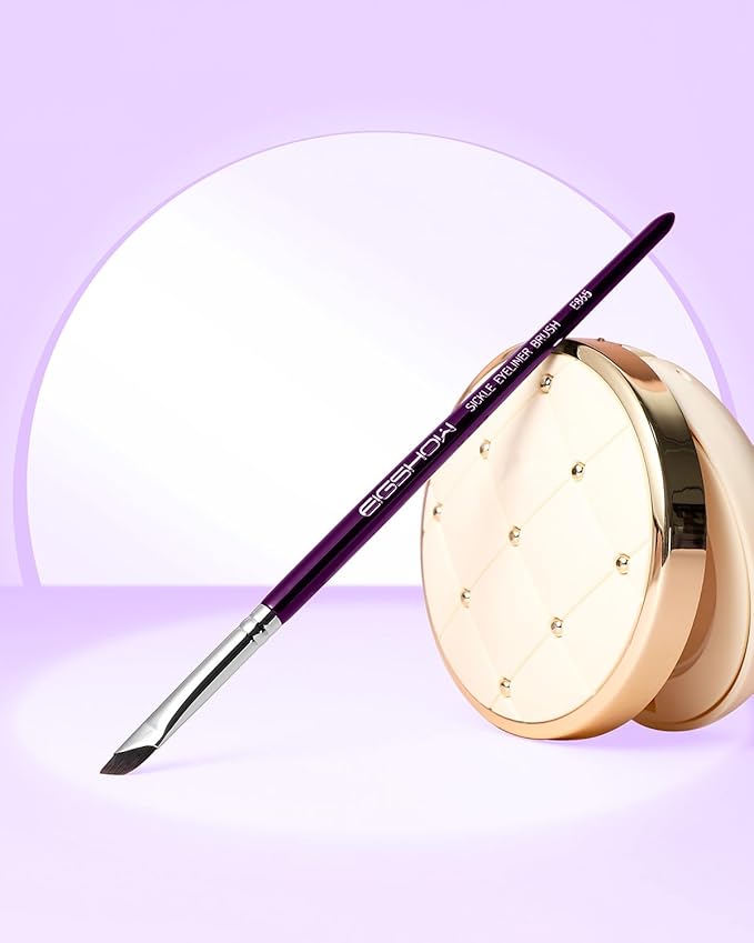 Eyeliner Brush, EIGSHOW Sickle Angled Gel Eyeliner Makeup Brush for Precise Eye Liner, Eyebrow, Eyelid with Ultra Thin Vegan Bristles (E865 Purple)-FemmiqueWomen