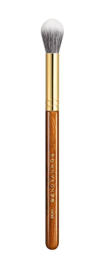Desert Oak Series Dual Wool Highlighter Brush - Round Dome Goat Hair for Targeted Glow, Powder/Cream Highlight, Bubinga Handle (CM 189)-FemmiqueWomen