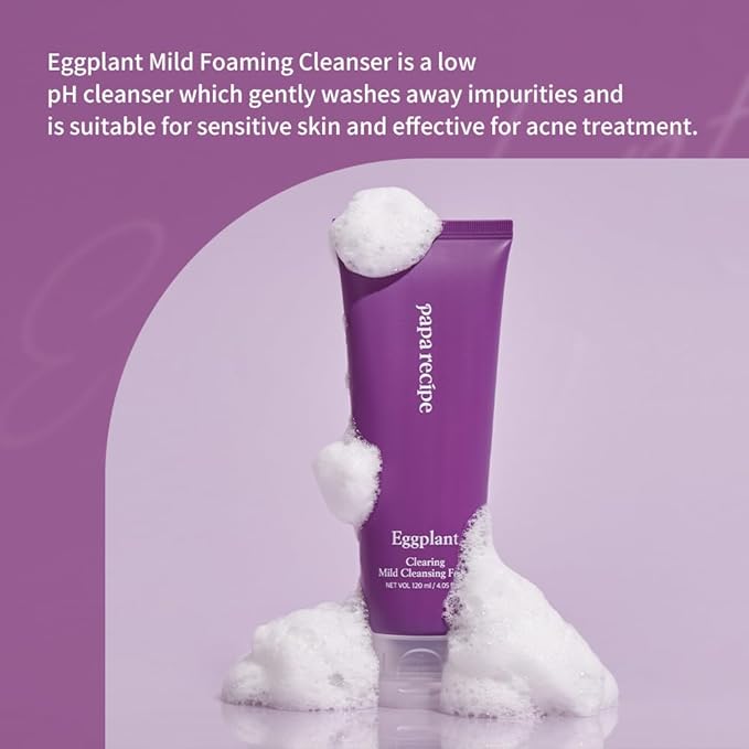 Papa Recipe Eggplant Moisturizing Cleansing Foam for Sensitive, Dehydrated, and Acne-Prone Skin-FemmiqueWomen