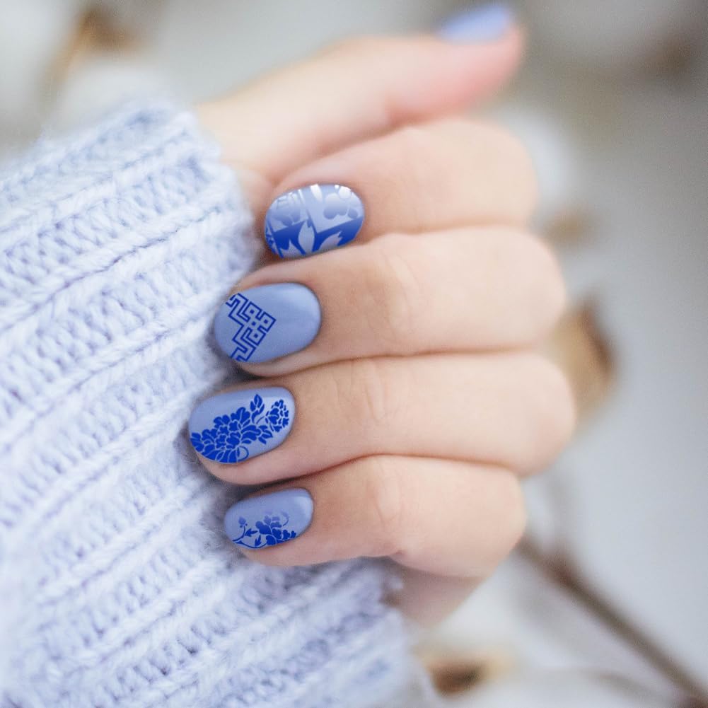 3Pcs Geometric Nail Stamping Templates Celadon French Tip Nail Art Stamp Plates Image Plate Stainless Steel DIY Reusable Tools for Manicure Printing-FemmiqueWomen