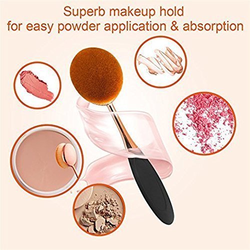Yoseng Makeup Brushes Set 10Pcs Professional Oval Toothbrush Foundation Contour Powder Blush Conceler Eyeliner Blending Brush New Fashionable Super Soft Cosmetic Brushes Tool Set (Rose Gold 2 sets)-FemmiqueWomen