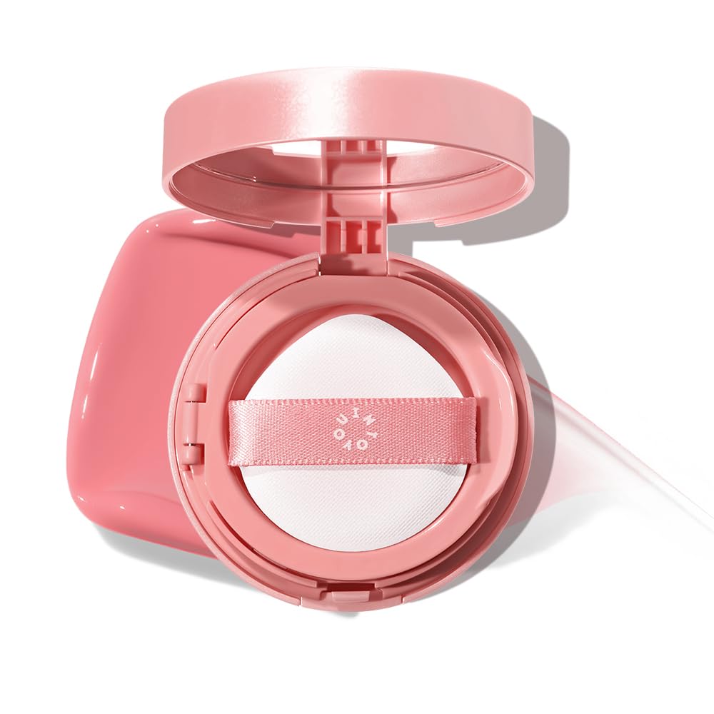 INTO YOU Cream Blush Air Cushion for Cheeks Eyes, Moisturizing, Lightweight, Dewy Finish Face Makeup, Long Wearing, Buildable, Blendable, Pigmented Liquid Blush, for All Skin Tones, Sunlit Peach-FemmiqueWomen