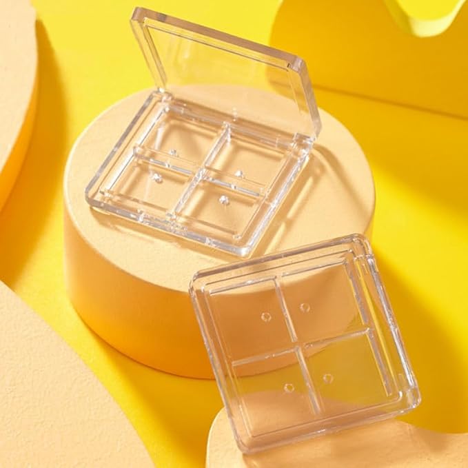 2PCS Empty Eyeshadow Palette 4 Grids Plastic Eye Make Up Container Palette Refillable Small Makeup Palette Lipstick Compact Containers Cosmetic Sample Storage Cases-FemmiqueWomen