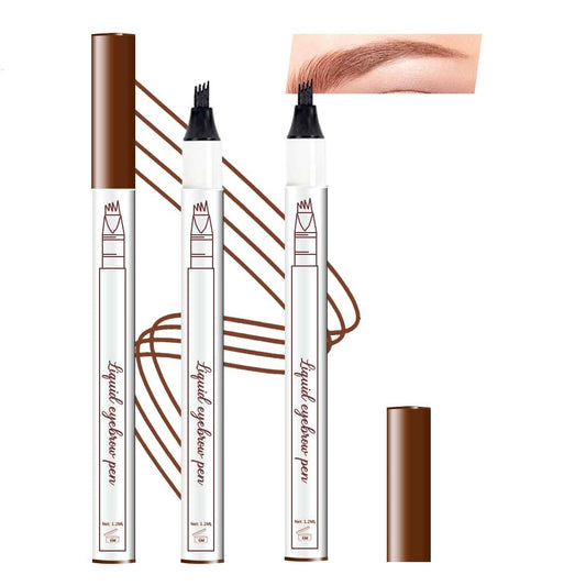 2 Pcs/Set Eyebrow Ink Pencil by Brow Stylist -Micro 4 Point Brow Pen Lift & Snatch Eyebrow Pen Kits with 3 Eyebrow Stencil Long-Lasting Waterproof Natural Eyebrow Hair (2# brown)-FemmiqueWomen