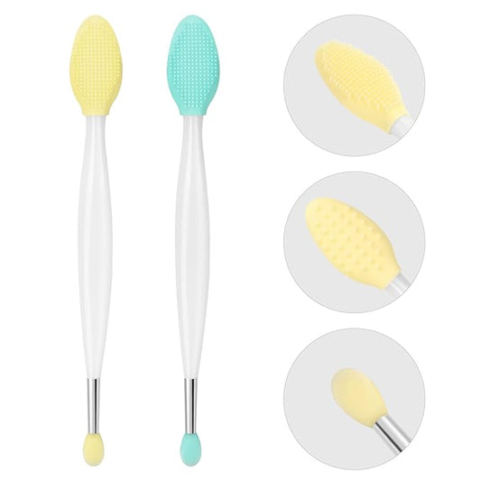 Unaone Lip Scrub Brush - 3 PCS Dual-ended Lip Scrubber Exfoliator and Silicone Lip Brush, 3-in-1 Silicone Lip Scrub Tool Lip Mask Applicator, Gentle Exfoliator & Applicator for Soft-FemmiqueWomen