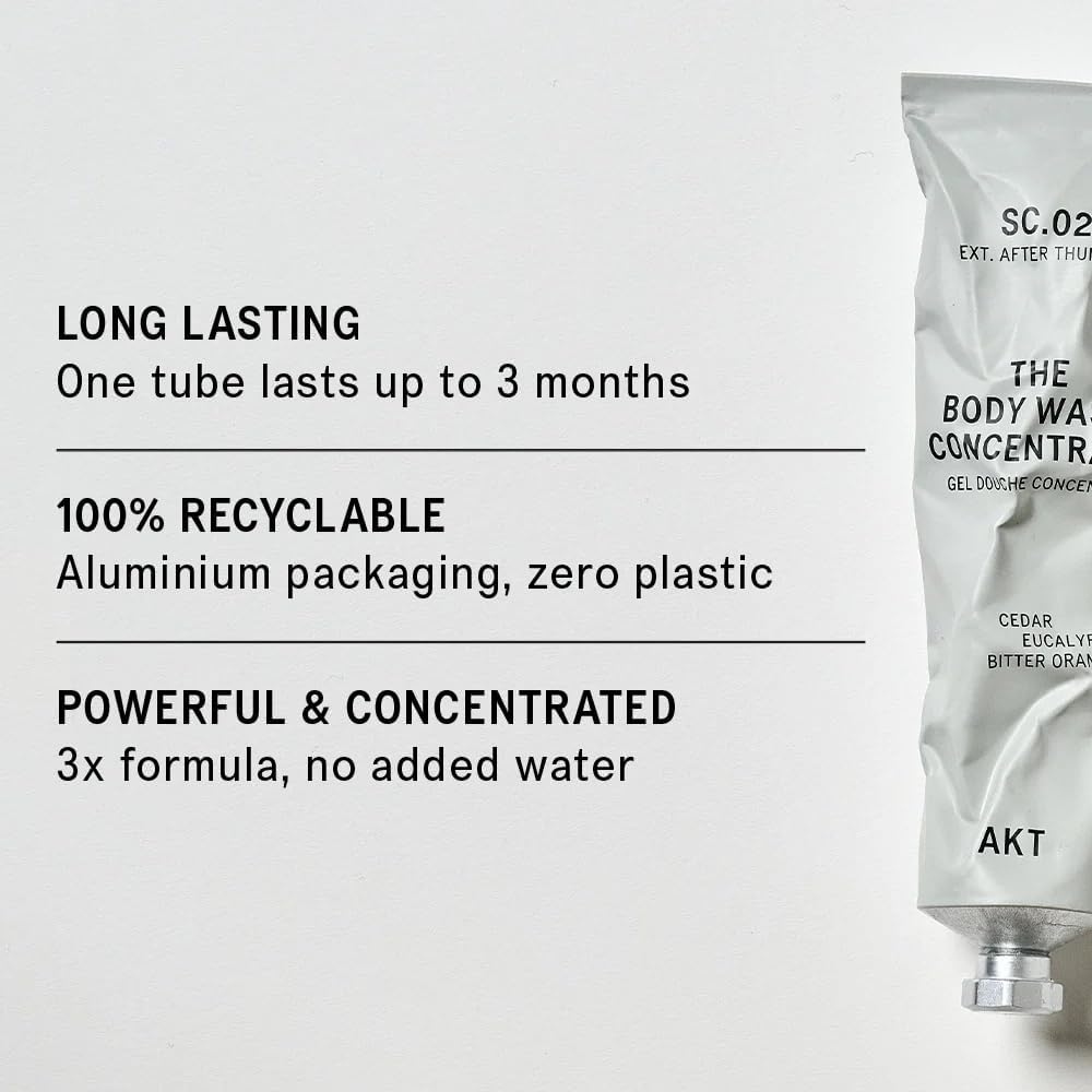 AKT The Body Wash Concentrate 3.4 Fl Oz, Natural Shower Gel with Skin-Balancing Prebiotics, Body Wash Women & Men, with Olive Squalane & Vitamin E, Sc.02 After Thunder, All Genders-FemmiqueWomen