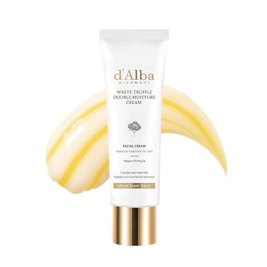 d'alba Piedmont White Truffle Double Moisture Cream, 2-in-1 Face Moisturizer, Vegan Skincare, Vegan Collegen, Skin Firming and Tightening, Dual Formula in ONE tube, Korean Skin Care (2.02 oz)-FemmiqueWomen