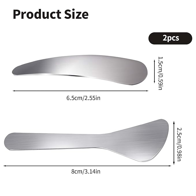 2Pcs Mini Metal Cosmetic Spatulas, Makeup Spatulas, Skincare Spatula, Cream Spatula, Beauty Accessories for Mixing and Sampling Plant Masks, Skin Care Creams, Eye Cream, Essences(Style 2)-FemmiqueWomen