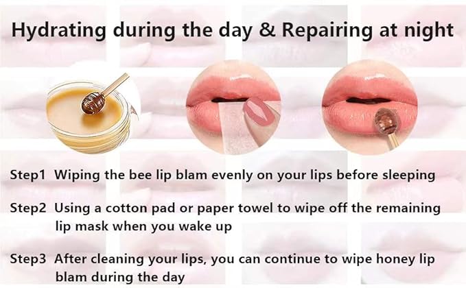 2PCS Honey Balm Lip Balm, Lip Masks for Dry and Cracked Lips with Brush, Lip Exfoliator & Moisturizer, Reduces Lips Lines & Lightens Lips, Anti-Wrinkle, Aging-FemmiqueWomen