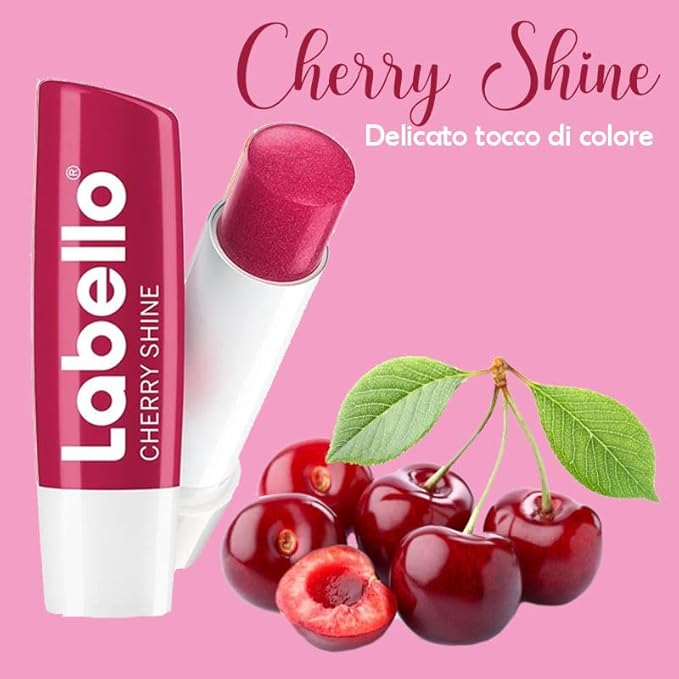 3 LABELLO CHERRY FRUITY SHINE LIP BALM STICK CARE BEAUTY SOFT SMOOTH SPF 10 NEW-FemmiqueWomen