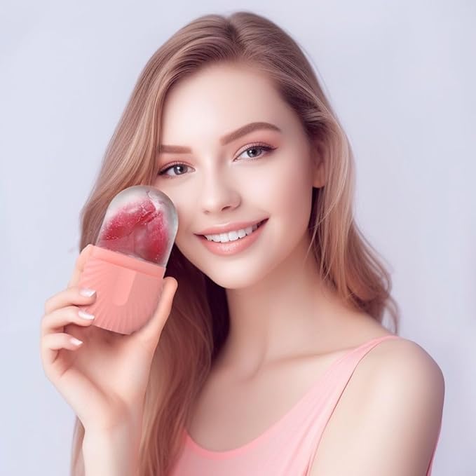 2Pcs Ice Face Roller, Reusable Silicone Mold Face Massage Eye Facial Beauty Skin Care Tools Apply Ice for Shrink Pores Anti Wrinkle Reduce Puffiness Improve Skin Elasticity, Seashell-FemmiqueWomen